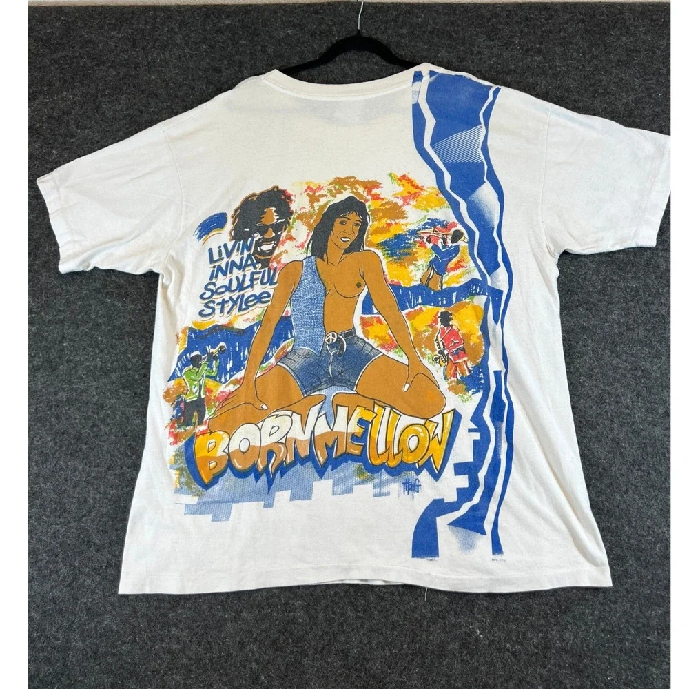 Vintage Surf AOP Graphic T-Shirt Mens XL Rap Tee 90s Born Mellow Soulful Stylee